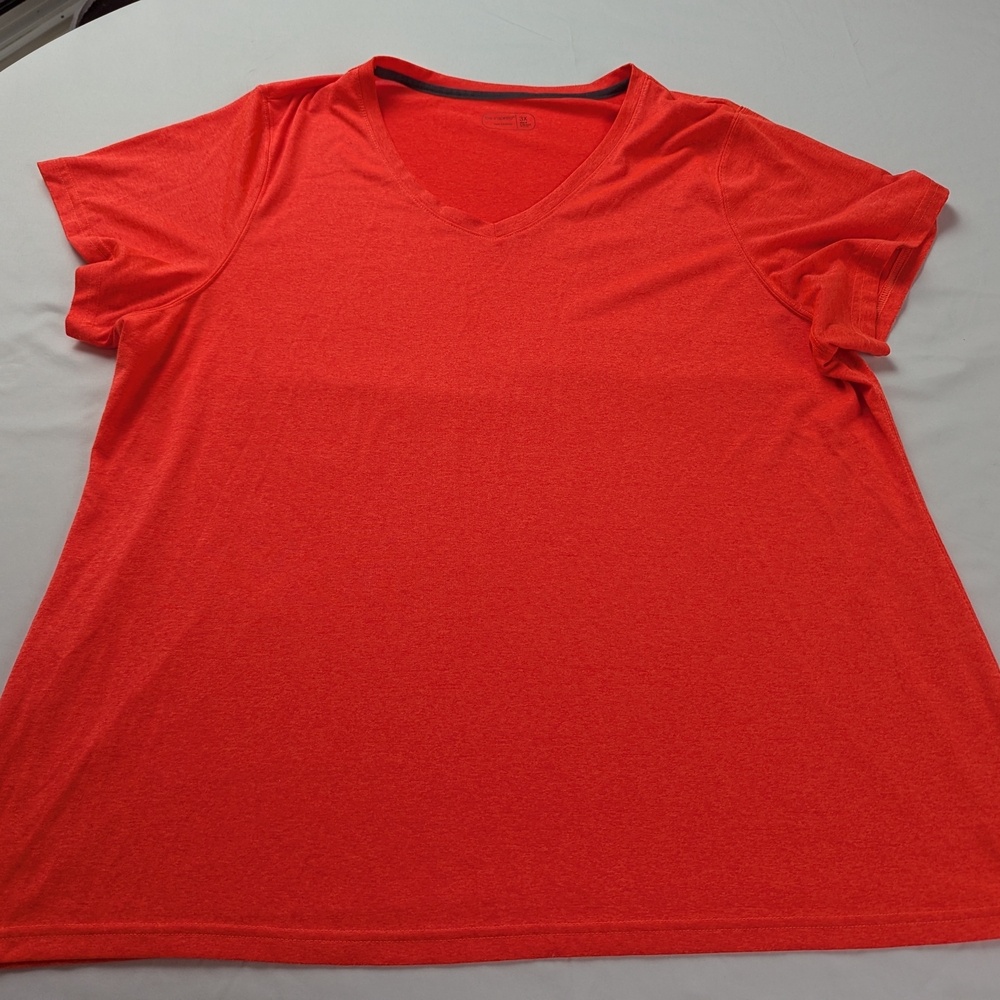 Be Inspired Bright Red V-Neck Tee Strechy Roomy